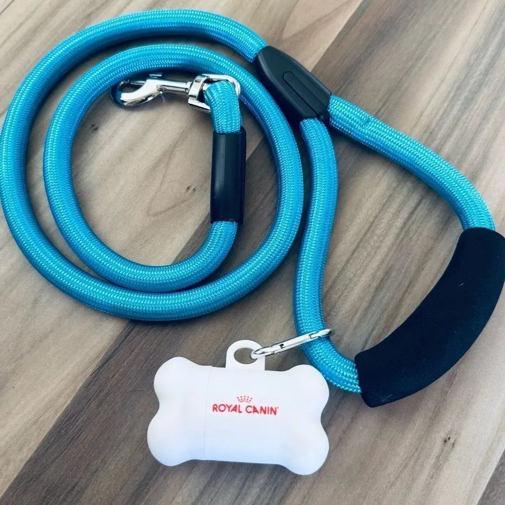 Nylon Blue Dog Pet Leash & Waste Bags